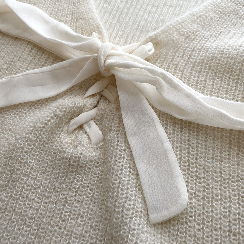 Sézane cream jumper with silk bow
